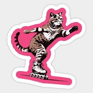 Rollerblading Cat Sticker